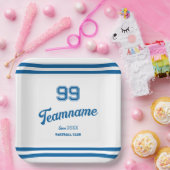 Assiettes En Carton Blue Baseball Club Custom Player Numéro & TeamName (Fête)