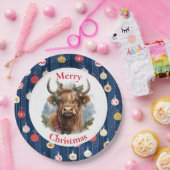 Assiettes En Carton Blue Baulables Noël Highlander Cow (Fête)