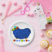 Assiettes En Carton Blue Big Ram Astrologie chinoise Zodiac papier (Fête)