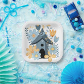 Assiettes En Carton Blue Bird House (Fête)
