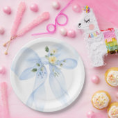 Assiettes En Carton Blue Bow Baby in Bloom Baby shower Fleur sauvage (Fête)