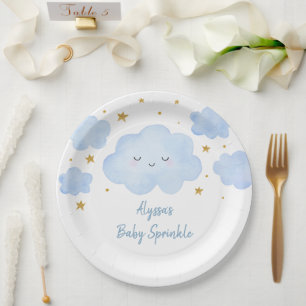 Assiettes En Carton Blue Boy Cloud Stars Baby Sprinkle