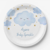 Assiettes En Carton Blue Boy Cloud Stars Baby Sprinkle (Devant)