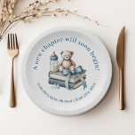 Assiettes En Carton Blue Boy Teddy Bear Baby shower personnalisé<br><div class="desc">Blue Boy Teddy Bear Plaques de papier Baby shower personnalisées</div>