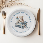Assiettes En Carton Blue Boy Teddy Bear Baby shower personnalisé