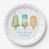 Assiettes En Carton Blue Boys Summer Popsicle fête d'anniversaire (Devant)