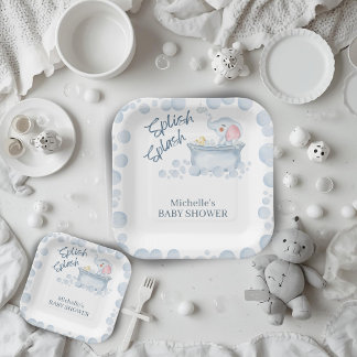 Assiettes En Carton Blue Bubble Bath Animal Baby Shower