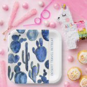 Assiettes En Carton Blue Cactus Desert Chic Gold NOM DE L'ÉVÉNEMENT Ar (Fête)