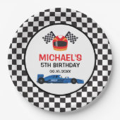 Assiettes En Carton Blue Car Racing Birthday (Devant)