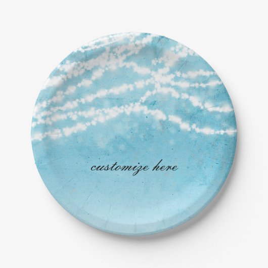 Assiettes En Carton Blue Celestial String éclaire Rustique Mariage Par (Devant)