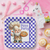 Assiettes En Carton Blue Check Pizza Party (Fête)