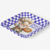 Assiettes En Carton Blue Check Pizza Party (Angulaire)