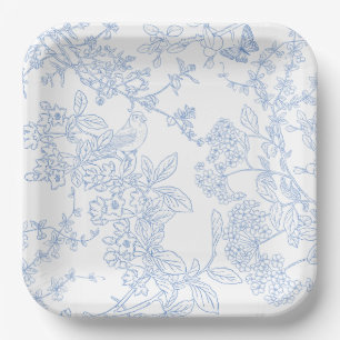 Assiettes En Carton Blue Chinoiserie Toile de Jouy Mariage Date de sau