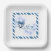 Assiettes En Carton Blue Christmas Silver Bells  (Recto)