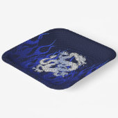 Assiettes En Carton Blue Chrome comme Dragon Carbon Fiber Style (Angulaire)
