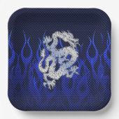 Assiettes En Carton Blue Chrome comme Dragon Carbon Fiber Style (Recto)