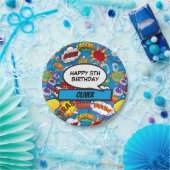 Assiettes En Carton Blue Comic Book Superhero fête d'anniversaire (Fête)