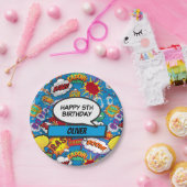 Assiettes En Carton Blue Comic Book Superhero fête d'anniversaire (Fête)