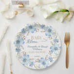 Assiettes En Carton Blue Cosmos Floral Baby in Bloom Baby Shower<br><div class="desc">These “Baby in Bloom” plates were inspired by delicate blue cosmos flowers swaying in a spring breeze. The airy watercolor blooms create a soft floral frame that makes desserts,  cake,  and party treats look even sweeter—perfect for a stylish garden or spring baby shower celebration.</div>