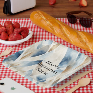 Assiettes En Carton Blue Cream Sea Sand Ocean Serenity Anniversaire