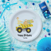 Assiettes En Carton Blue Cute fun dinosaur tracteur HBD do-it-yourself (Fête)