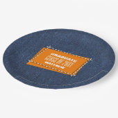 Assiettes En Carton Blue Denim Motif Graduation Party (Angle)