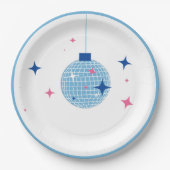 Assiettes En Carton Blue Disco Ball Santorini thème grec/espagnol (Devant)