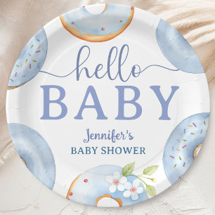 Assiettes En Carton Blue Donuts Baby Shower Brunch Bonjour