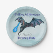 Assiettes En Carton Blue Dragon fête d'anniversaire (Devant)