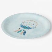 Assiettes En Carton Blue Dreamcatcher Design Boho élégant (Angle)