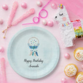 Assiettes En Carton Blue Dreamcatcher Design Boho élégant Anniversaire (Fête)