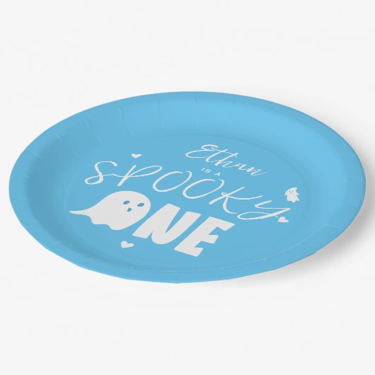 Assiettes En Carton Blue Éffrayant One Ghost Boys premier anniversaire (Angle)