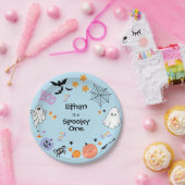 Assiettes En Carton Blue Éffrayant One mignonne Fantôme Halloween 1er  (Fête)