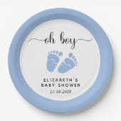Assiettes En Carton Blue Feet Baby Boy Douche (Devant)
