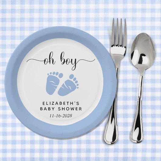 Assiettes En Carton Blue Feet Baby Boy Douche