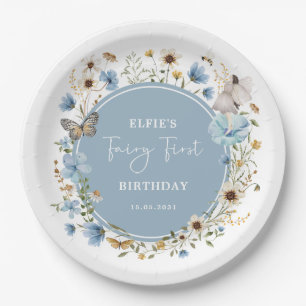 Assiettes En Carton Blue Fleur sauvage Fairy Princesse Anniversaire Te