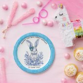 Assiettes En Carton Blue Floral Rabbit 1er anniversaire pour les enfan (Fête)