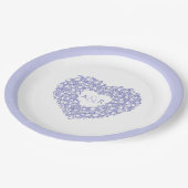 Assiettes En Carton Blue flower wedding tulips heart boumonogram (Angle)