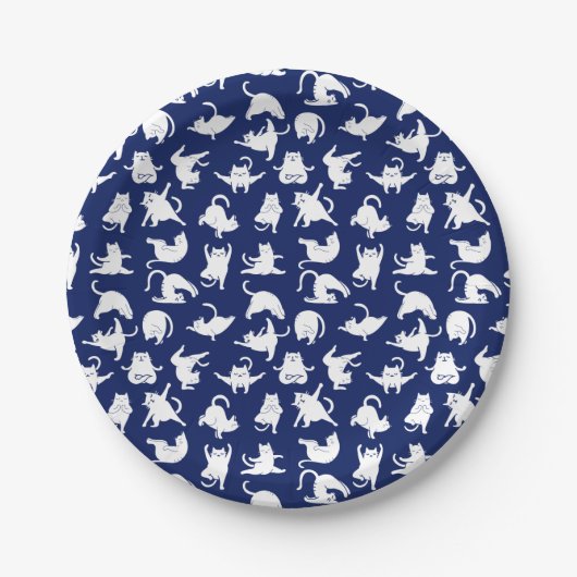 Assiettes En Carton Blue Funny Chat En Yoga Sports (Devant)