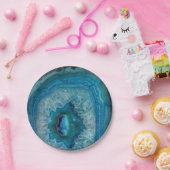 Assiettes En Carton Blue Geode Rock Mineral Agate Crystal Image (Fête)