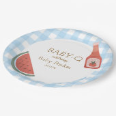 Assiettes En Carton Blue Gingham Baby-Q Circular Plate (Angle)
