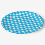 Assiettes En Carton Blue Gingham Pattern (Angle)
