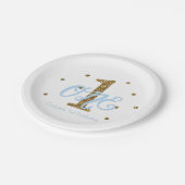 Assiettes En Carton Blue & Gold Boys ONE 1ère fête d'anniversaire (Angle)