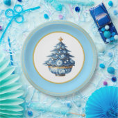 Assiettes En Carton Blue Gold Chinoiserie Paper Plate (Fête)