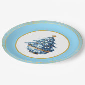 Assiettes En Carton Blue Gold Chinoiserie Paper Plate (Angle)