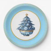 Assiettes En Carton Blue Gold Chinoiserie Paper Plate (Devant)