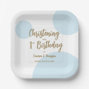 Assiettes En Carton Blue Gold Christening Et 1er anniversaire Custom