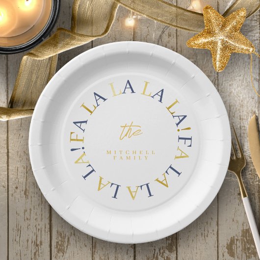 Assiettes En Carton Blue Gold Fa Noël La La ID1009