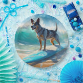 Assiettes En Carton Blue Heeler Beach Surfing Peinture (Fête)