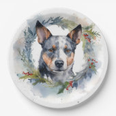 Assiettes En Carton Blue Heeler Christmas Wreath Festive Pup (Devant)